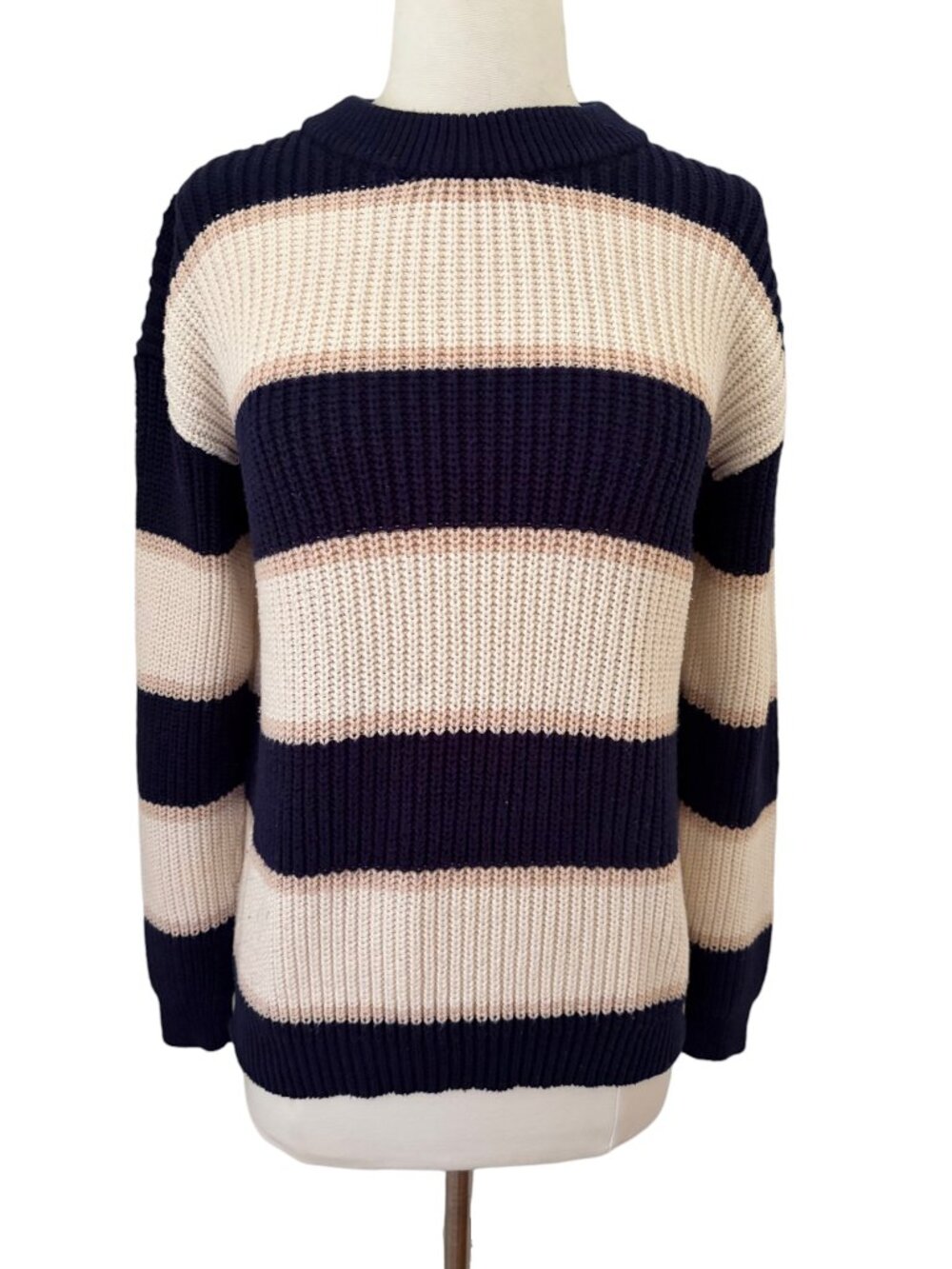 WYTHE NY rugby striped crewneck sweater XS cotton blend